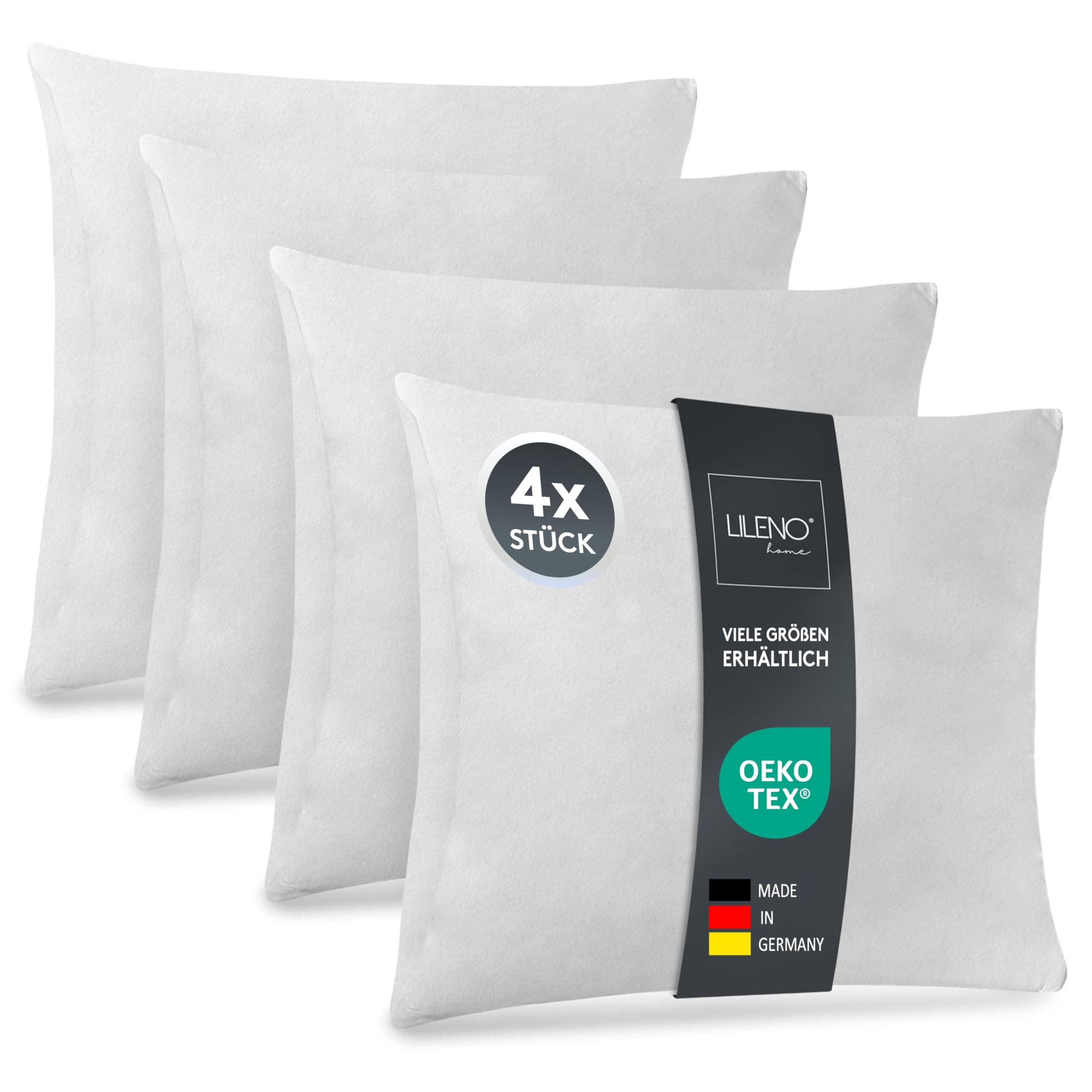 LILENO HOME 4er Set 45x45 cm waschbares Innenkissen - perfekt für Allergiker - Polyester Inhalt, Couchkissen und Kopfkis