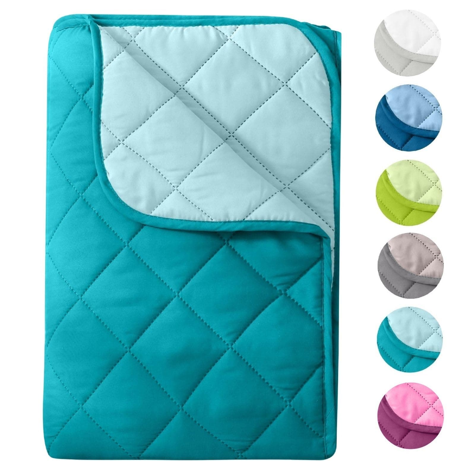Wometo Microfaser Sommer Steppbett Wende-Design 200x200 OEKO-TEX - türkis Kochfest 95° Sommerbettdecke für Outdoor- und
