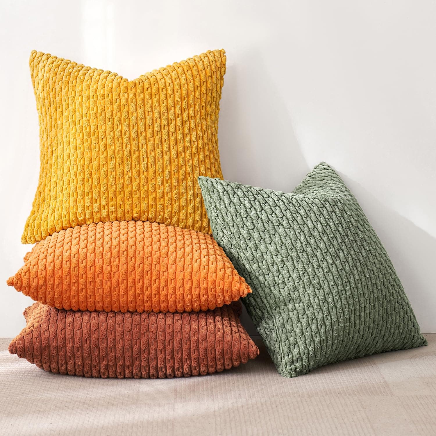 MIULEE 4er Set Dekorative Kissenhülle Wohnzimmer Schlafzimmer Orange Grün