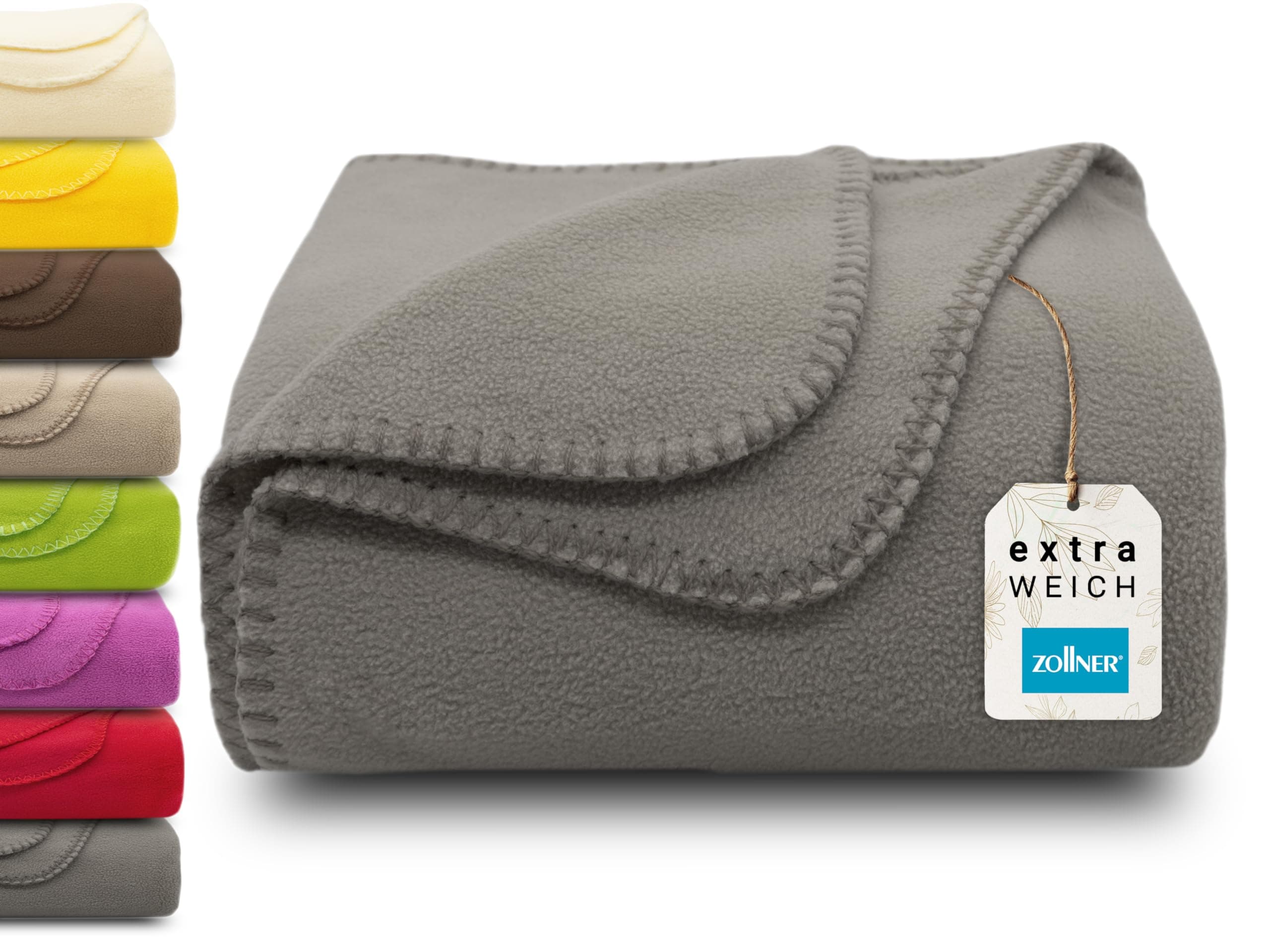 ZOLLNER Kuscheldecke in Taupe - weiche Couchdecke 130x170 cm - waschbar bis 95°C - Hotelqualität - Oeko Tex® Zertifizier