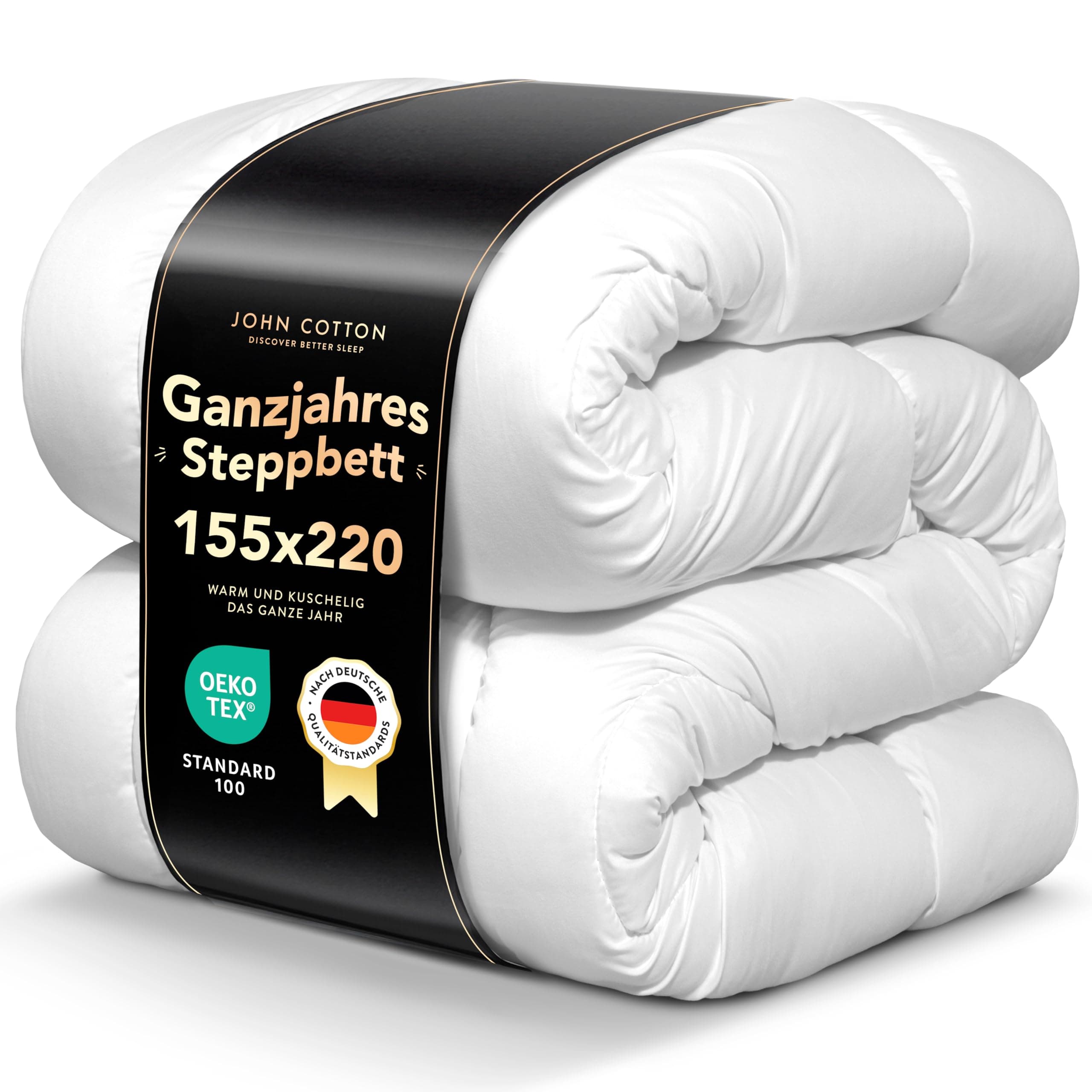 John Cotton Night Cloud Bettdecke 155x220 - Premium Klasse Steppdecke für Allergiker und Oeko-Test Zertifiziert - Weiche