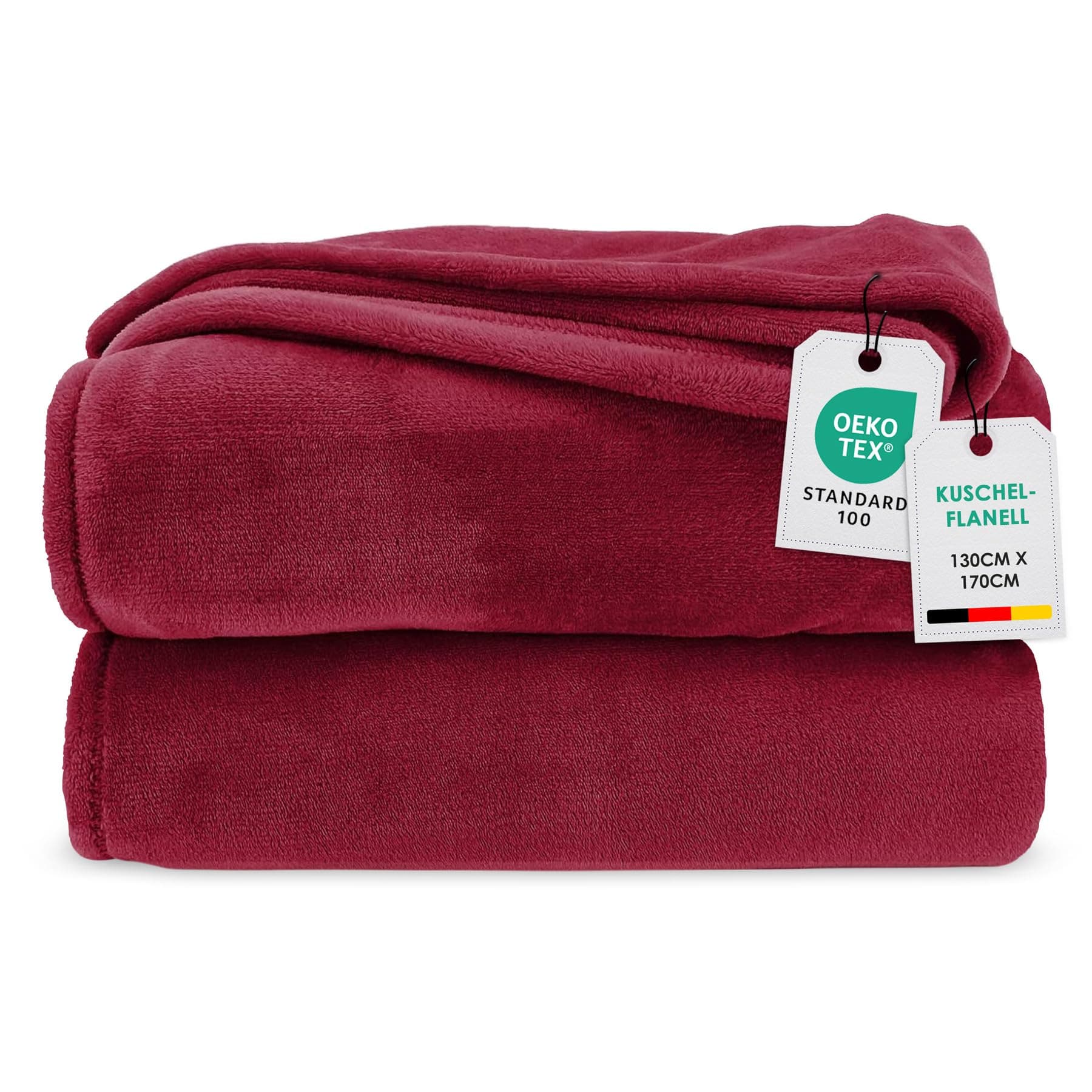 Heimtexland Kuscheldecke flauschig Oekotex warm Super Soft Decke 130x170 cm Bordeaux weinrot