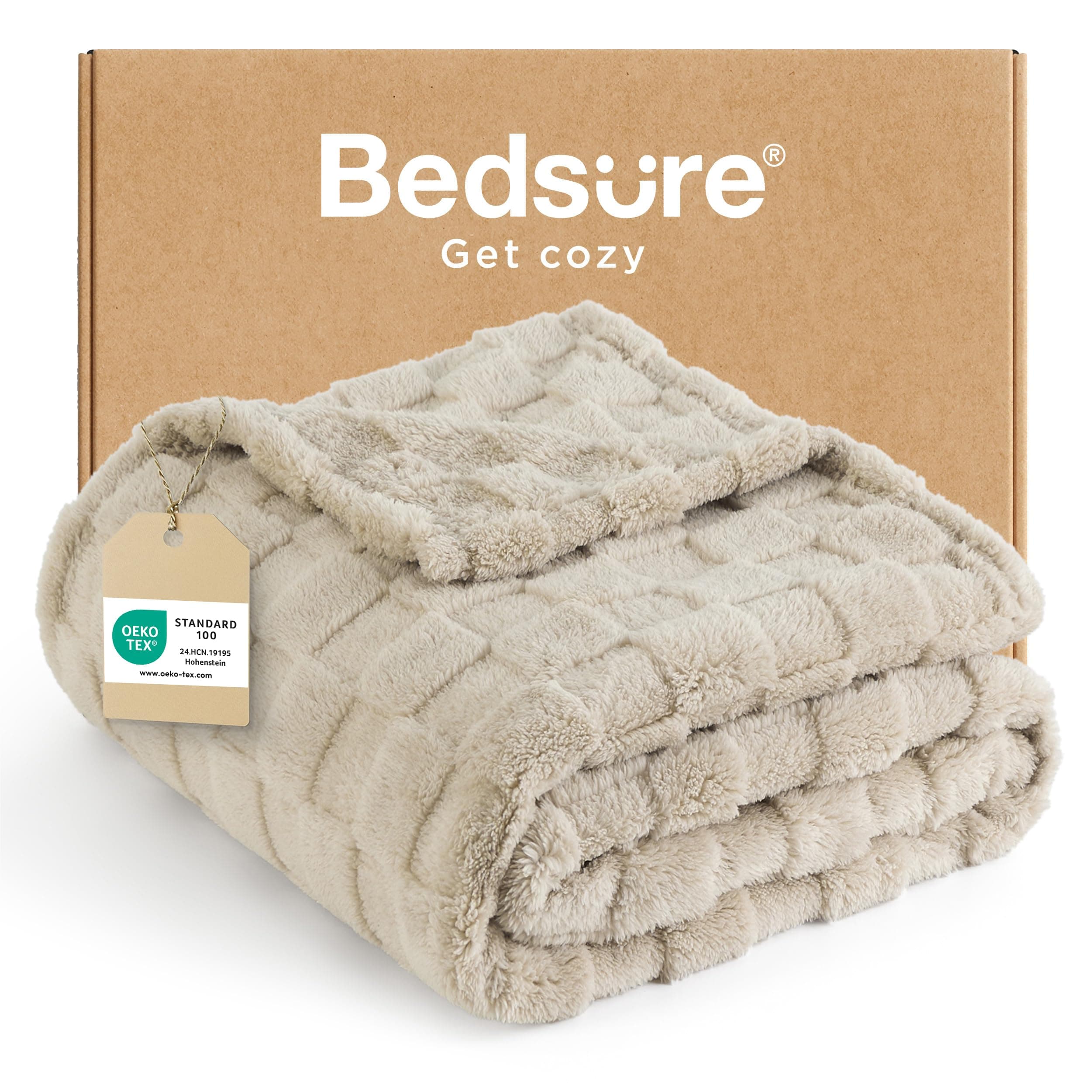 BEDSURE Kuscheldecke Flauschig - Weiche Warme für Zimmer Deko, Wohn- & Kuscheldecken, Hellbraun, 130 x 170 cm OEKO-TEX S