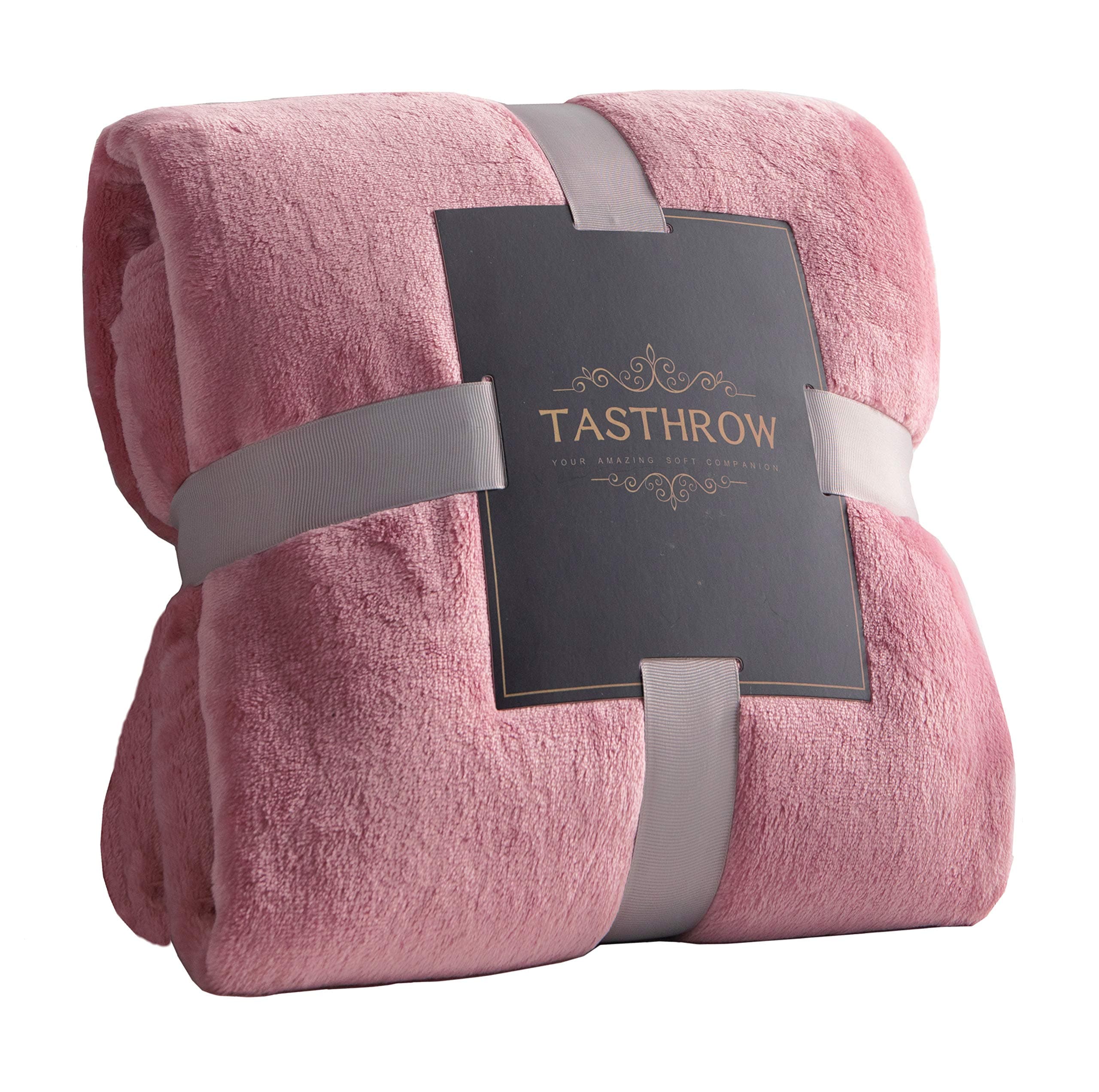 TASTHROW Weiche Fleecedecke für Wohnzimmer, Soft und Warm Tagesdecke, perfekt für Familie und Gäste (Rosa, 130x180cm)